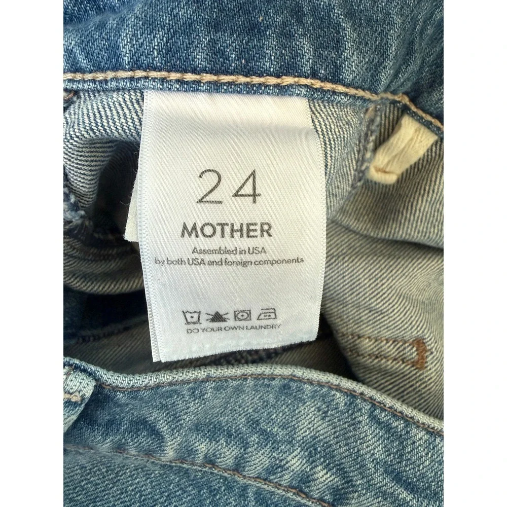 Mother Superior Denim Mini Skirt Blue High Waist Patch Pocket Womens Size 24